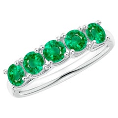 Alianza de boda Angara Natural Eternity Five Stone 1 ct Esmeralda en oro macizo de 14 quilates