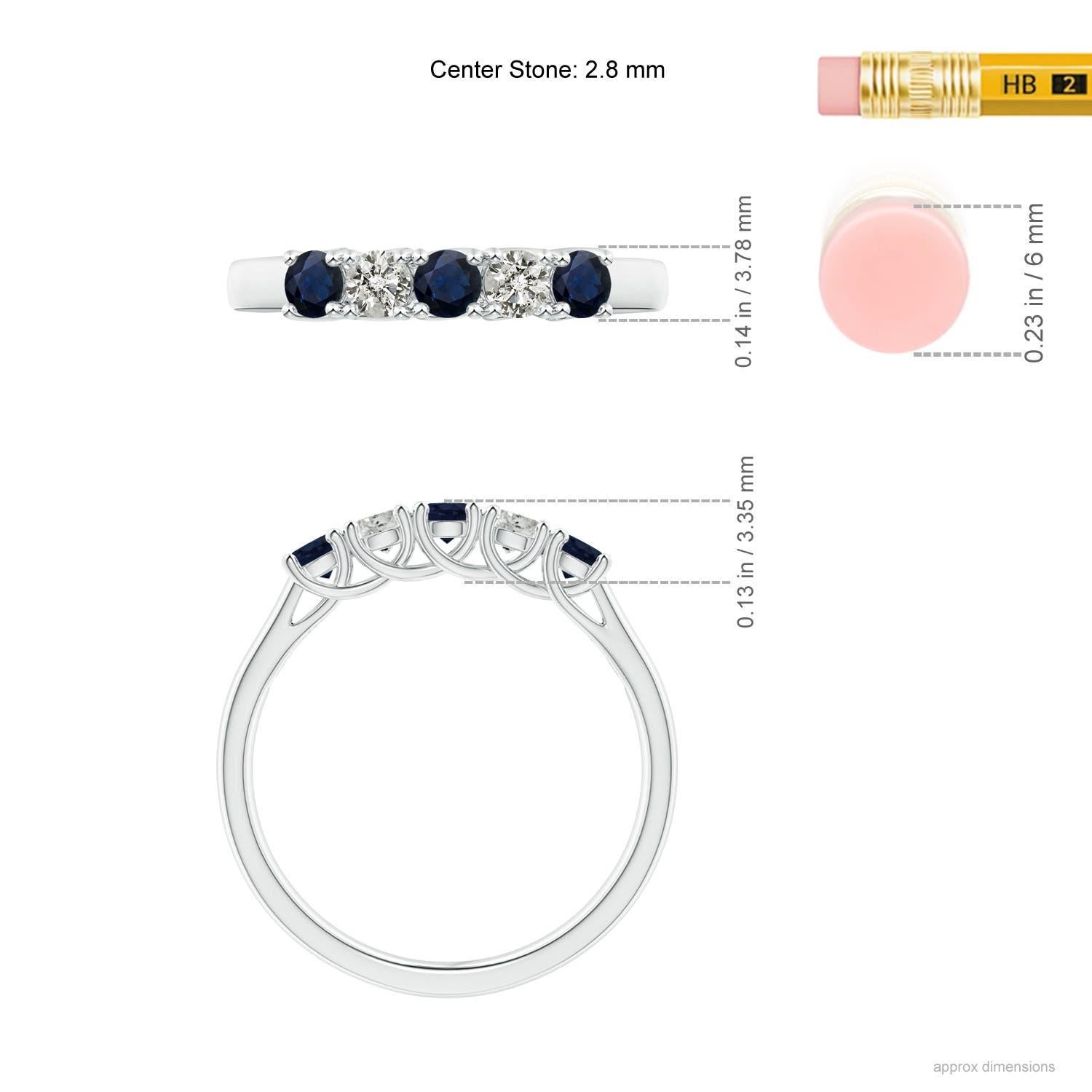Alianza de boda Angara Natural Eternity de cinco piedras de zafiro y diamantes en oro de 14 quilates en venta 1