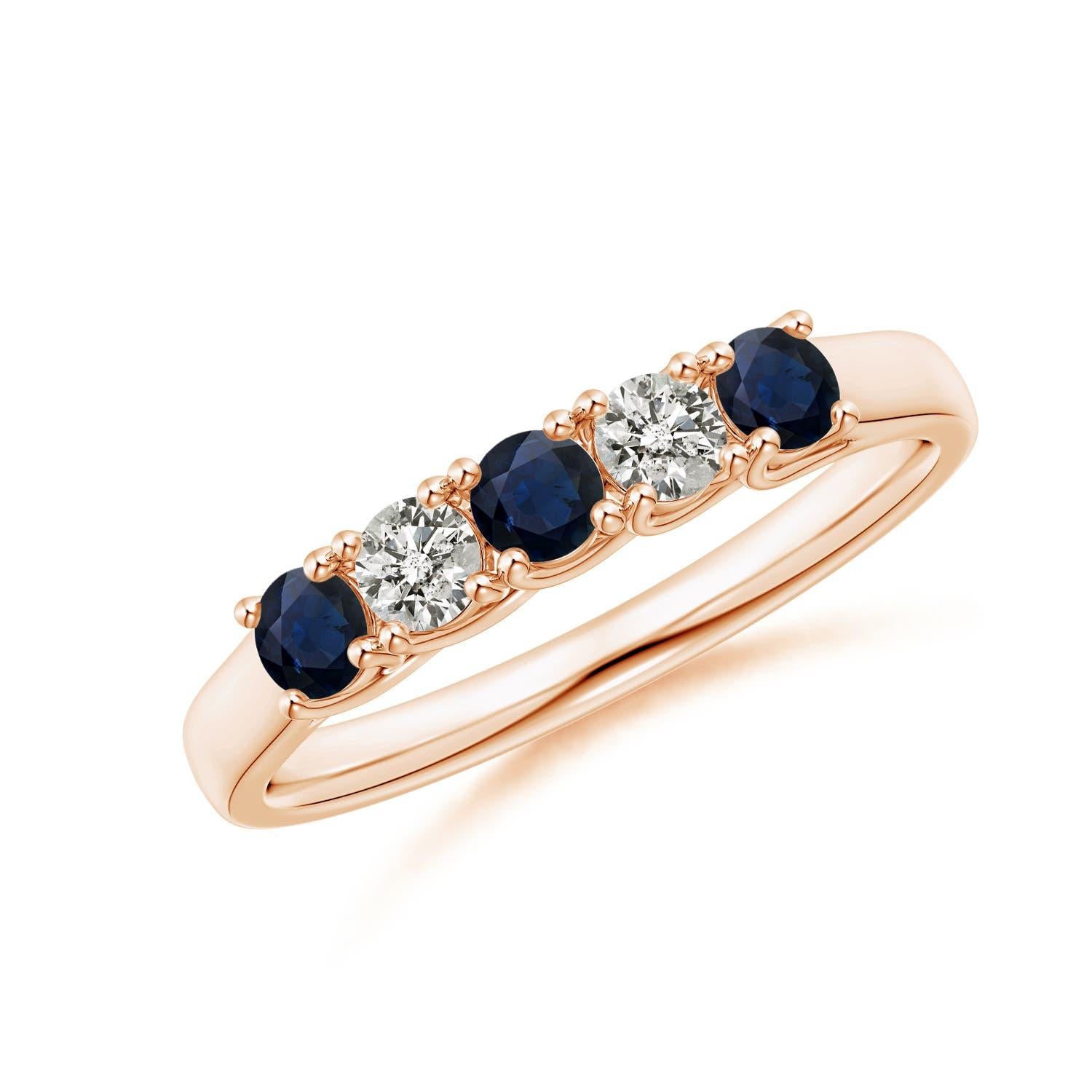 Alianza de boda Angara Natural Eternity de cinco piedras de zafiro y diamantes en oro de 14 quilates en venta 3