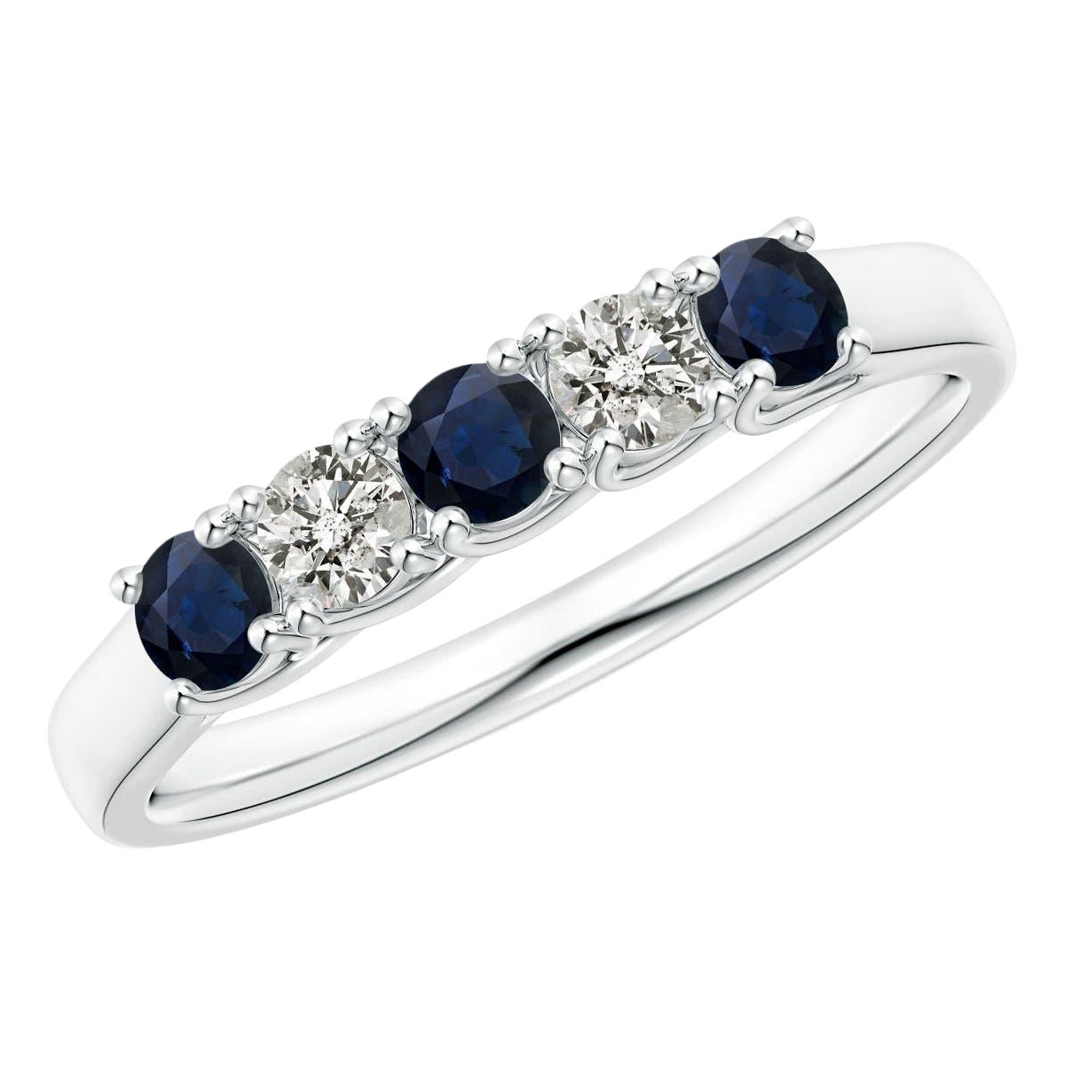 Alianza de boda Angara Natural Eternity de cinco piedras de zafiro y diamantes en oro de 14 quilates en venta