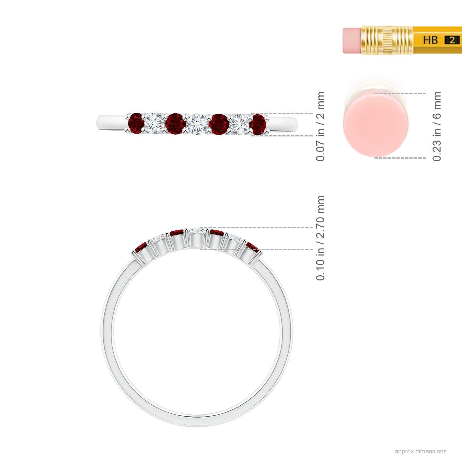 Anillo de boda Angara Natural Eternity de siete piedras de rubí y diamantes en oro de 14 quilates en venta 2