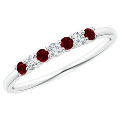 Angara Natural Eternity Seven Stone Ruby and Diamond Wedding Ring in 14K Gold