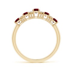 Angara Natural Five Stone 1.25 ct Garnet and Diamond Wedding Ring in 14K Gold