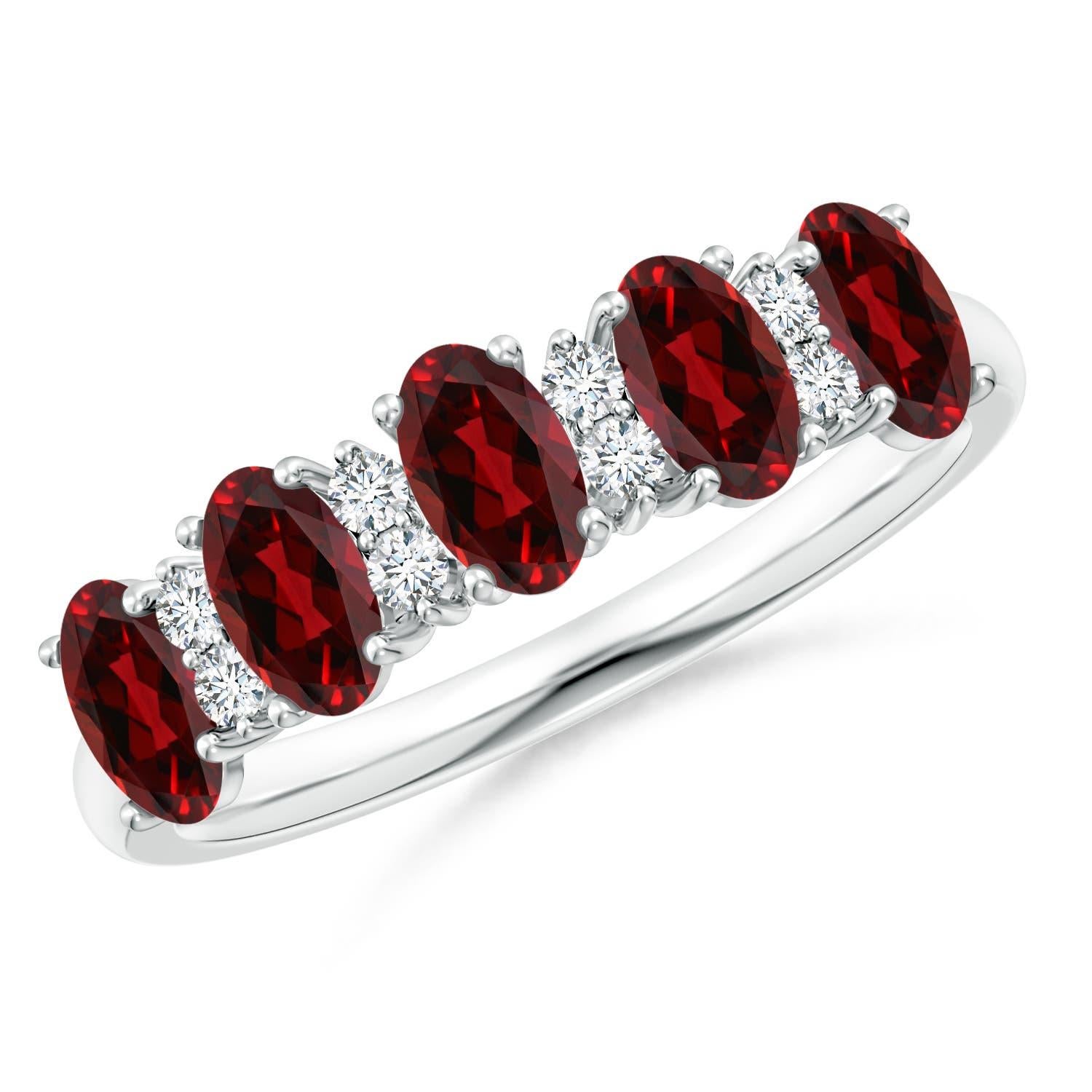 Angara Alianza Natural de Cinco Piedras con Granate y Diamante de 1,25 ct en Oro de 14K en venta 2