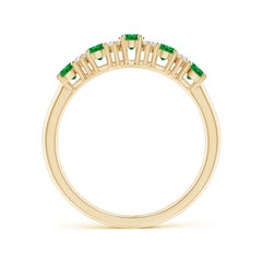 Angara natürlichen fünf Stein Smaragd und Diamant-Ehering in 14K Solid Gold