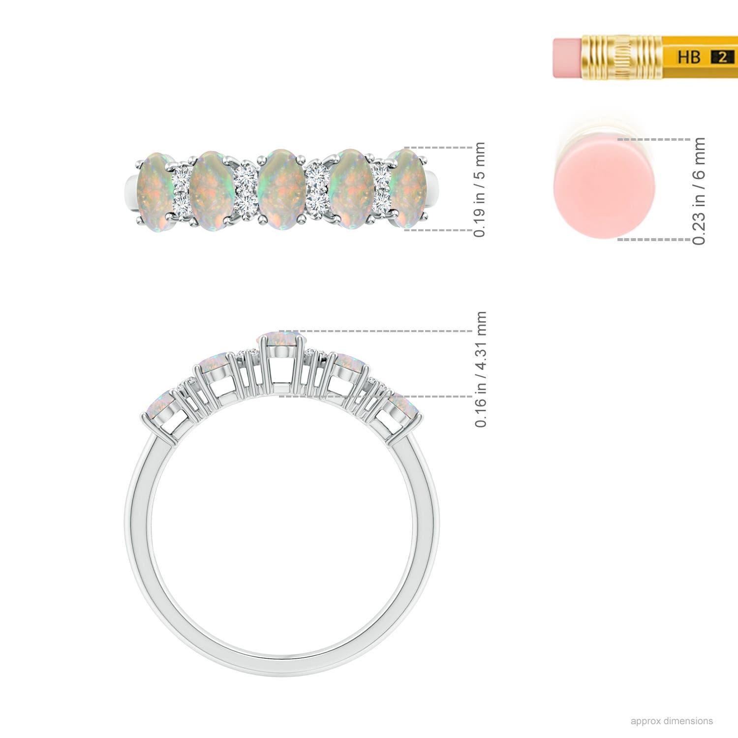 Angara natürlichen fünf Stein Opal und Diamant Ehering in 14K massivem Gold im Angebot 1