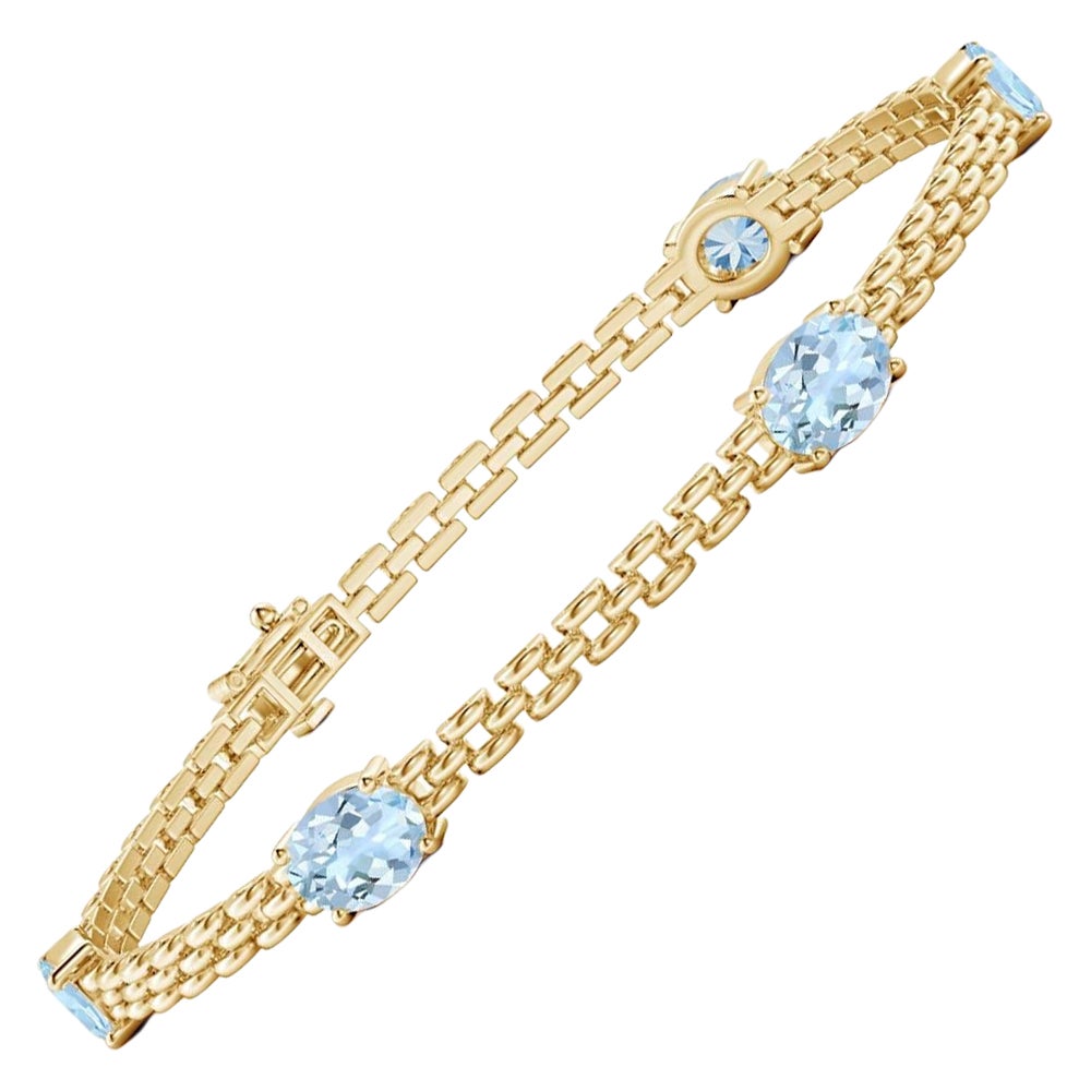Aiguemarine ovale de 3 ct en or 14 carats A Link Link en or 14 carats Nature Five Stone