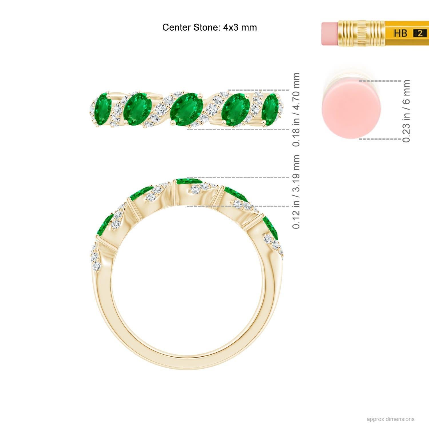 Angara natürlichen fünf Stein oval Smaragd Wirbel Ring mit Diamanten 14K Solid Gold Damen im Angebot