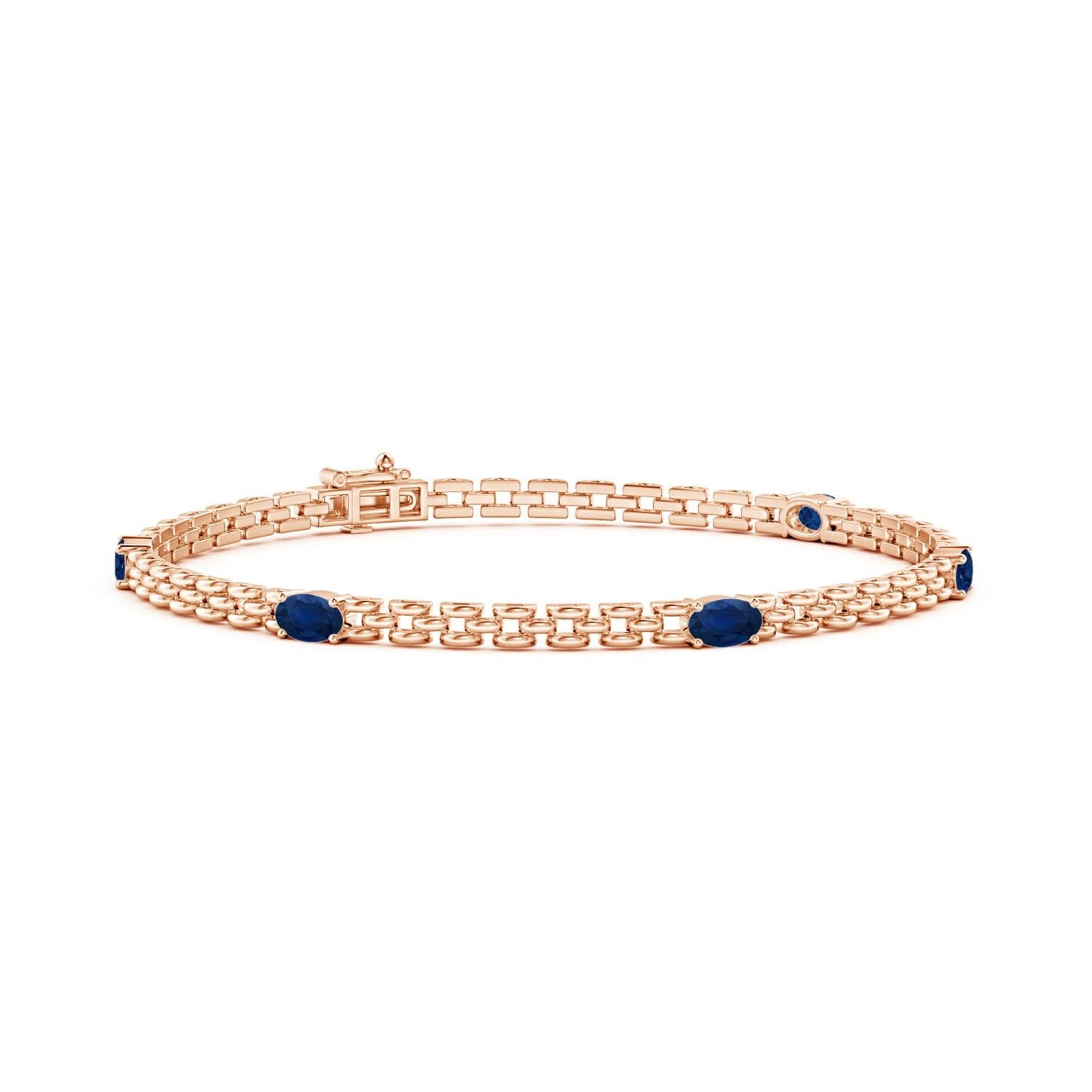 Angara Pulsera de eslabones de zafiro ovalado natural de cinco piedras en oro macizo de 14 quilates en Nuevo estado para la venta en Los Angeles, CA
