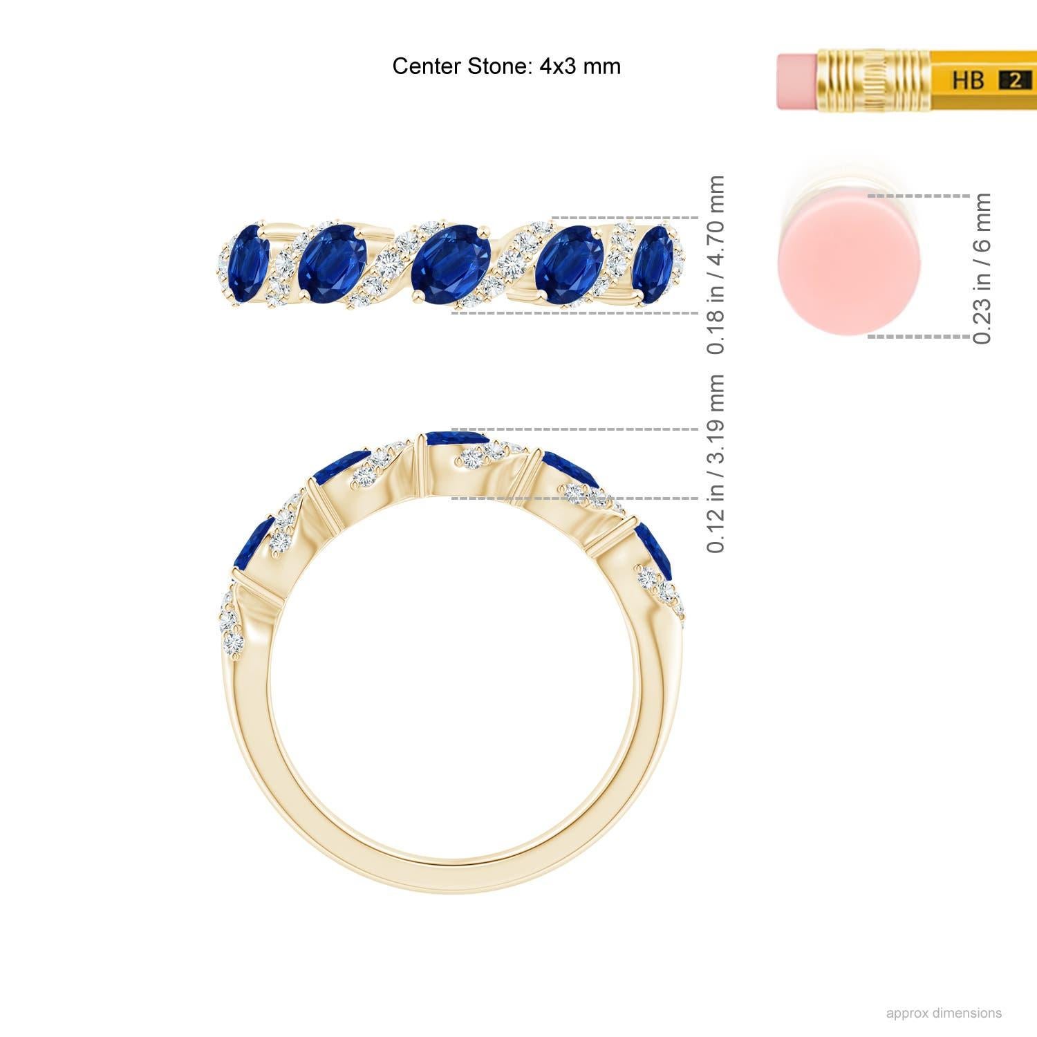 Angara Nature Five Stone Oval Sapphire Swirl Ring with Diamonds 14K Solid Gold (bague à tourbillon en saphir ovale avec diamants) Neuf - En vente à Los Angeles, CA