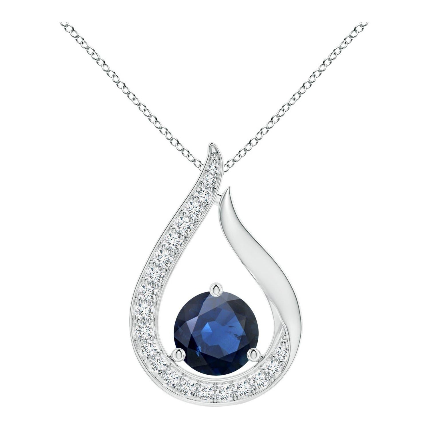 Angara Pendentif Tulipe en saphir bleu flottant de 1,6 ct avec diamants Platinu