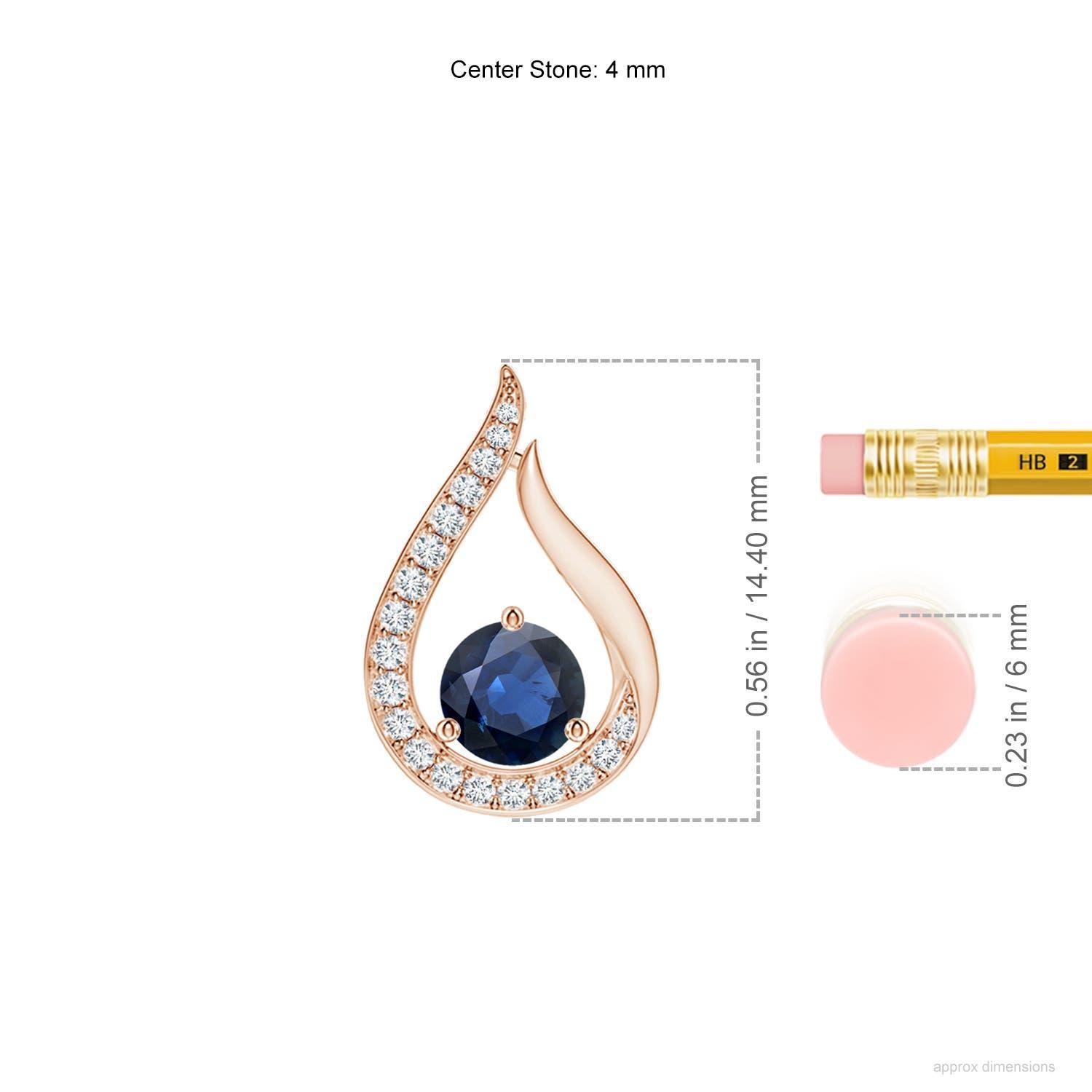 Angara Natural Floating Blue Sapphire Anhänger mit Diamanten in 14K Rose Gold (Rundschliff) im Angebot