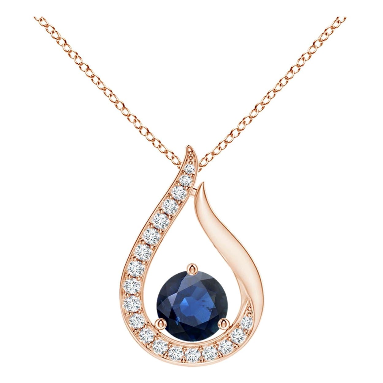 Angara Natural Floating Blue Sapphire Anhänger mit Diamanten in 14K Rose Gold im Angebot