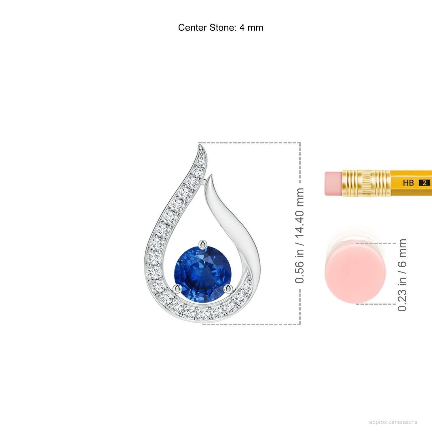 Taille ronde Pendentif Tulipe en saphir bleu flottant Angara avec diamants en platine en vente