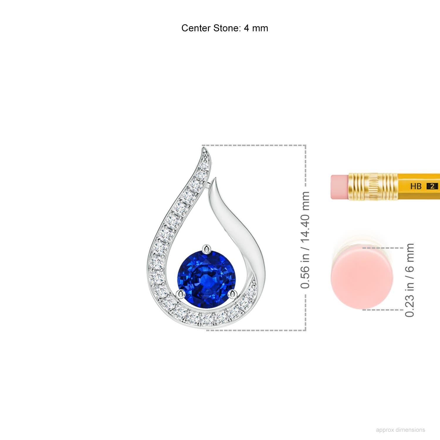 Taille ronde Pendentif Tulipe en saphir bleu flottant Angara avec diamants en platine en vente