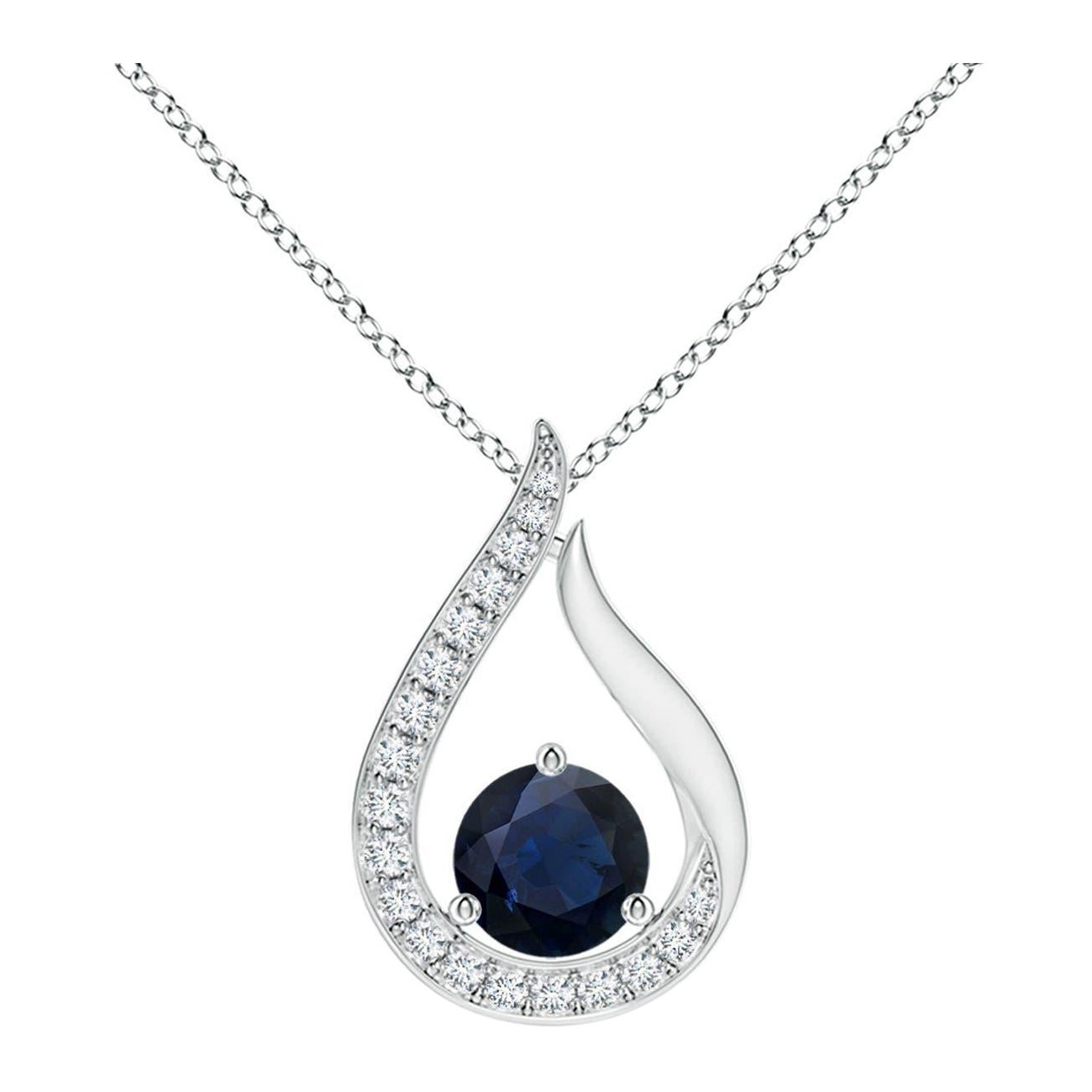 Pendentif Tulipe en saphir bleu flottant Angara avec diamants en platine