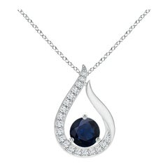 Colgante Tulipán de Zafiro Azul Flotante Natural Angara con Diamantes en Platino