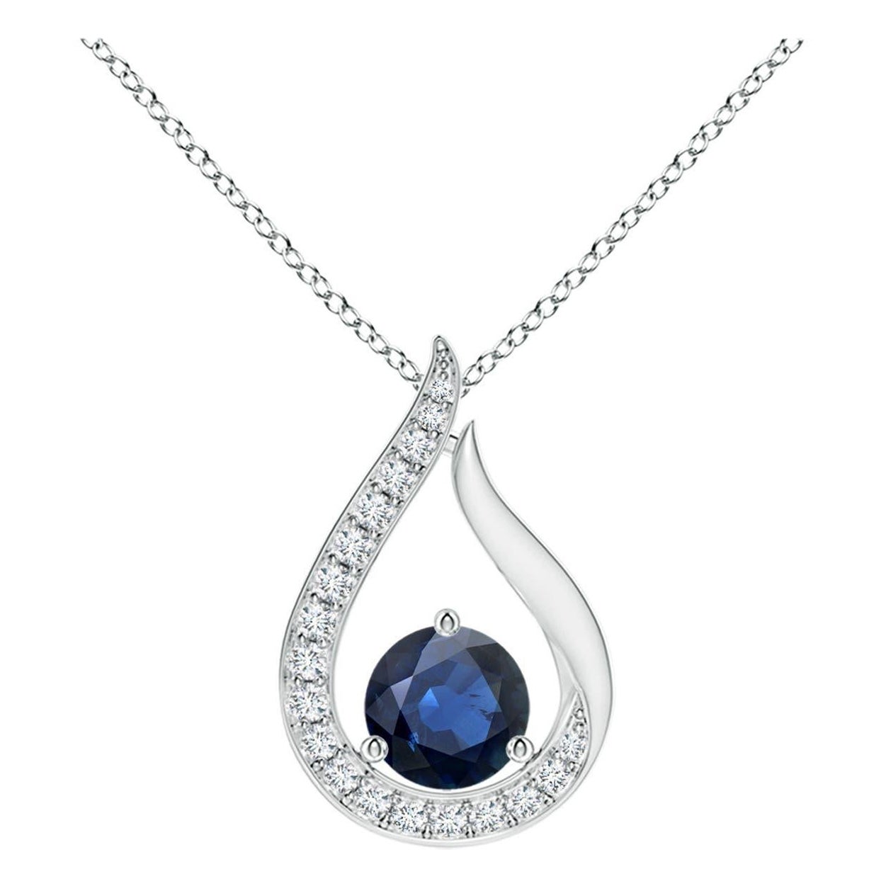 Pendentif Tulipe en saphir bleu flottant Angara avec diamants en platine