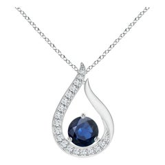 Colgante Tulipán de Zafiro Azul Flotante Natural Angara con Diamantes en Platino