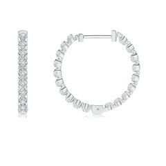 Angara Natural Floating Diamond Inside-Out Hoop Earrings in 14K Solid Gold