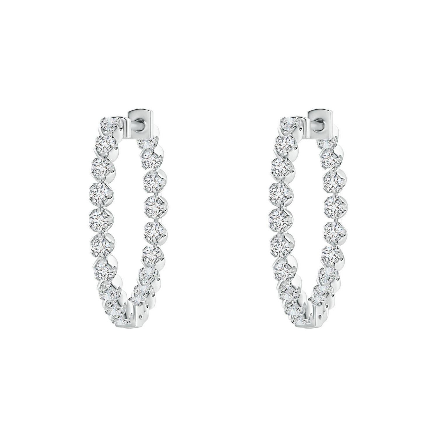 Angara - Boucles d
oreilles en or massif 14 carats avec diamant naturel flottant de l
intérieur vers l
extérieur