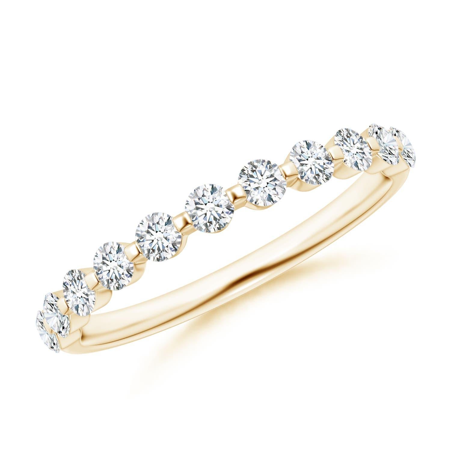Bague de mariage éternelle en or massif 14K à diamants ronds flottants naturels Angara en vente 1