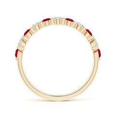 Angara Natural Floating Ruby and Diamond Semi Eternity Wedding Ring in 14K Gold