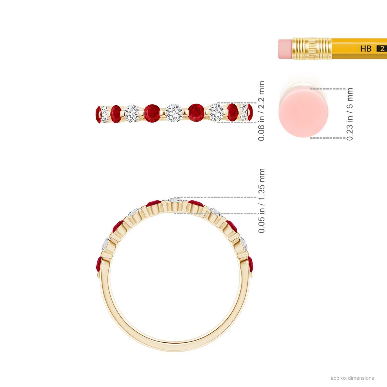 De las mujeres Angara Alianza de boda semieterna de oro de 14 quilates con rubí natural flotante y diamantes en venta