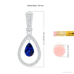 Angara Natural Floating Sapphire and Diamond Halo Teardrop Earrings in 14K Gold