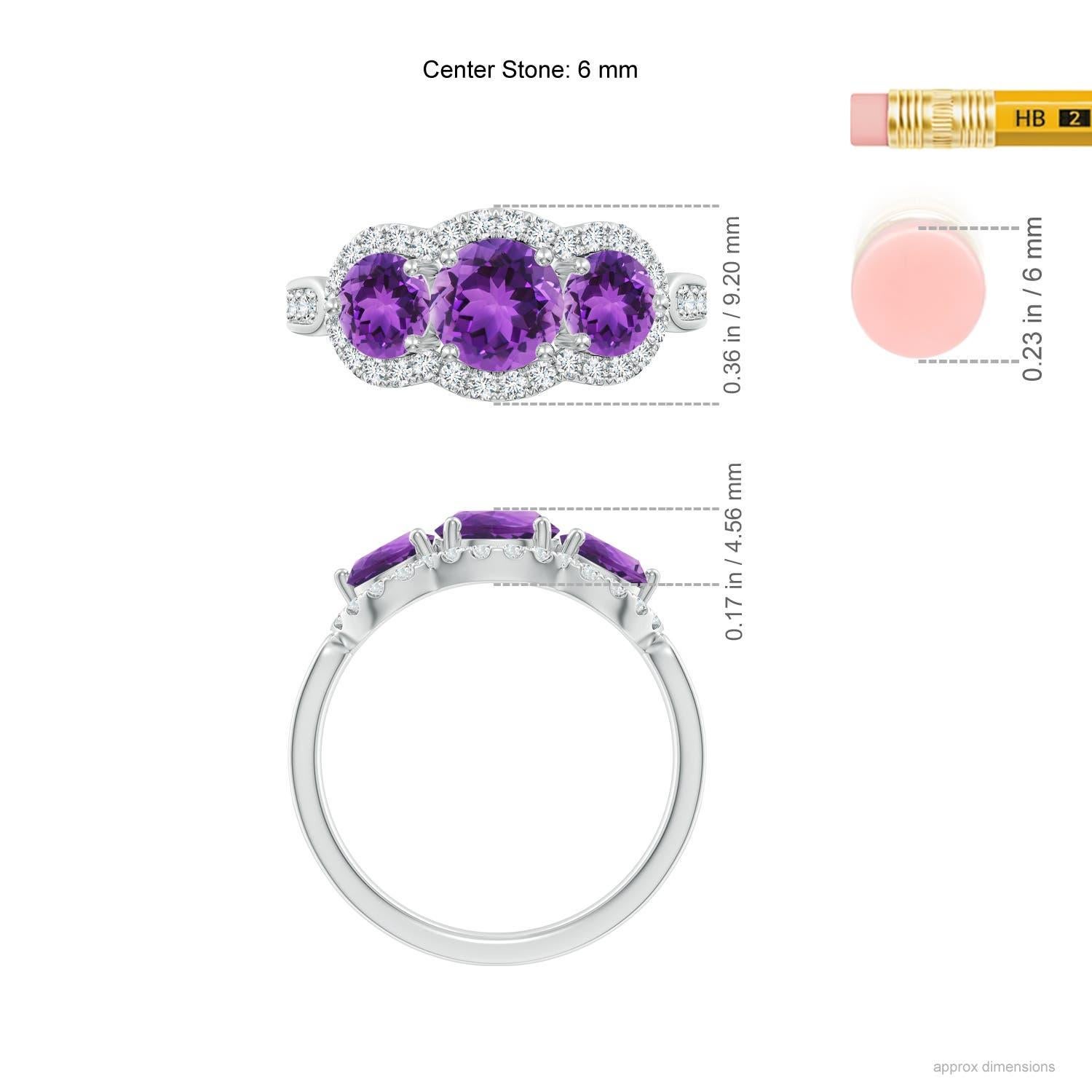 Anello Angara con ametista naturale fluttuante a tre pietre e diamante a raggiera in oro 14K In condizioni Nuovo in vendita a Los Angeles, CA