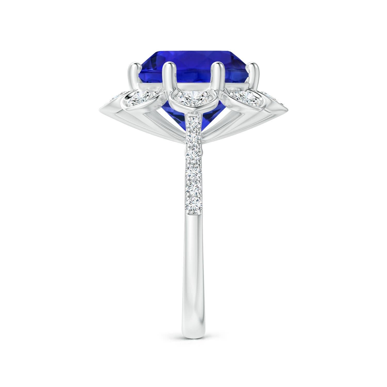 Angara Natural GIA zertifiziert 10,02 ct Tanzanite Ring mit Diamant in 14K Gold (Rundschliff) im Angebot