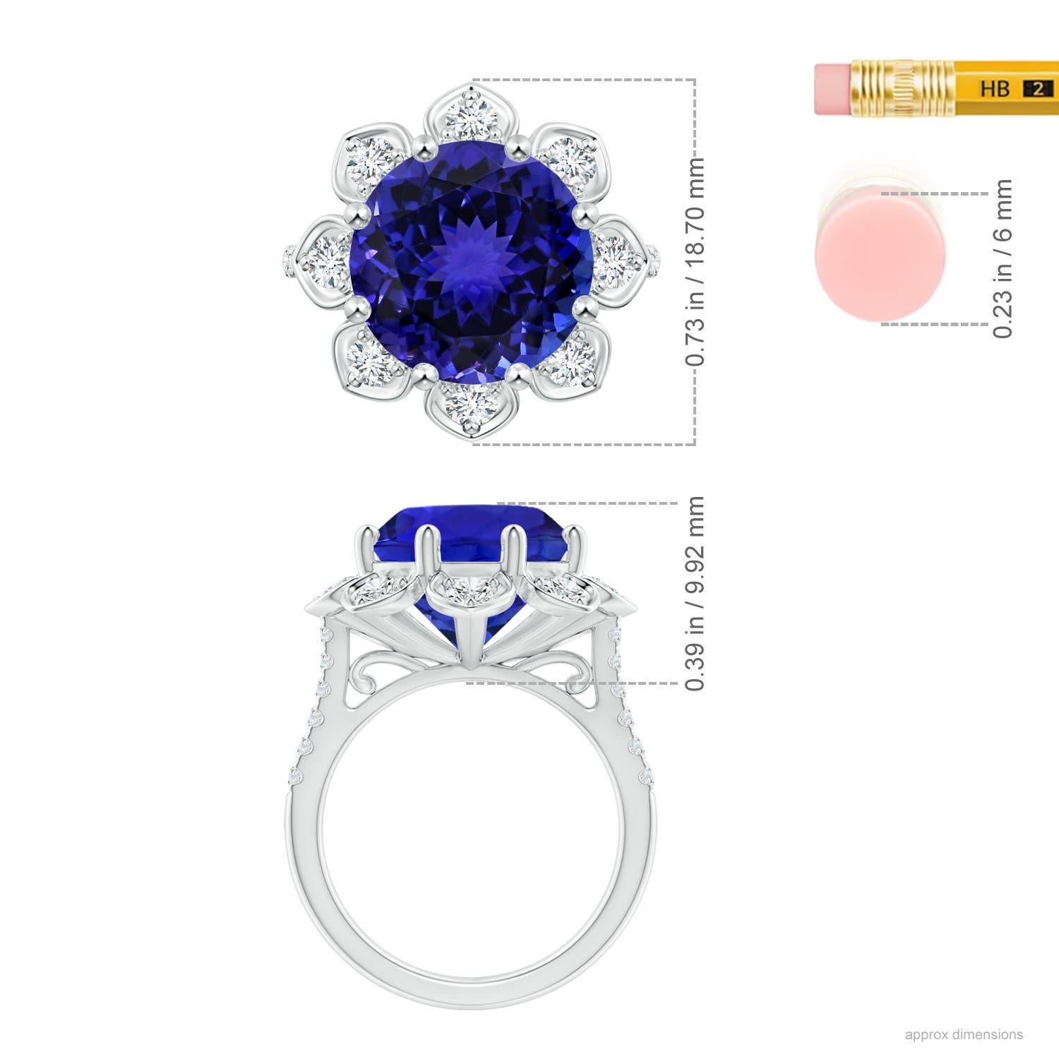 Angara Natural GIA zertifiziert 10,02 ct Tanzanite Ring mit Diamant in 14K Gold Damen im Angebot