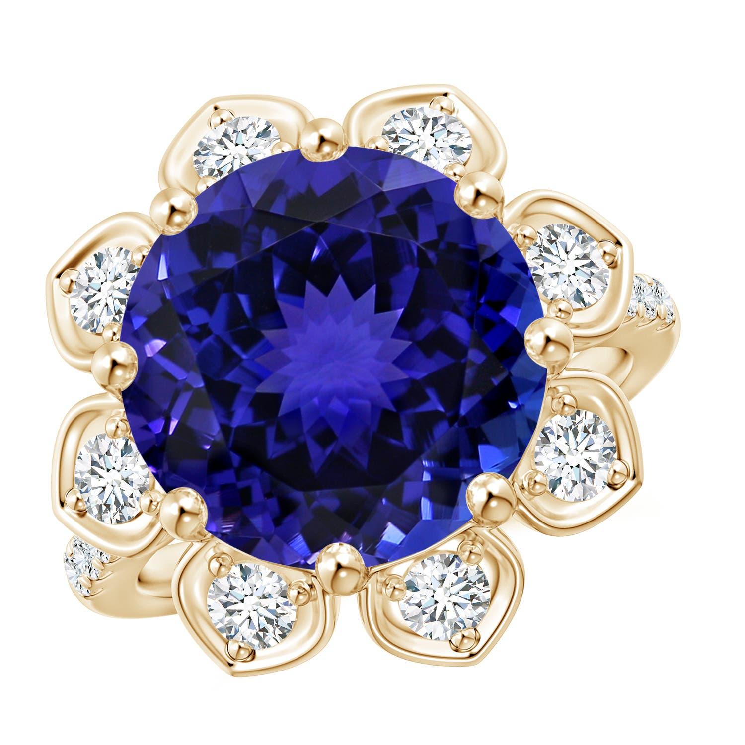 Angara Natural GIA zertifiziert 10,02 ct Tanzanite Ring mit Diamant in 14K Gold im Angebot 3
