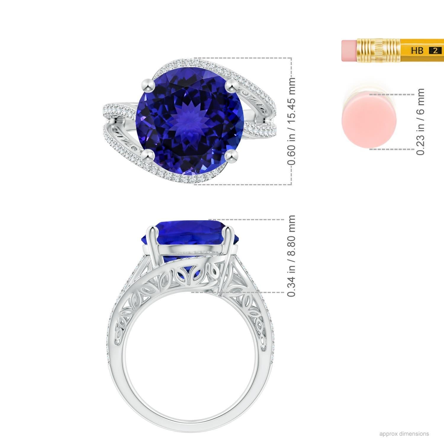 De las mujeres Angara Anillo de compromiso de tanzanita natural certificada por el GIA de 10,02 ct en oro macizo de 14 quilates en venta