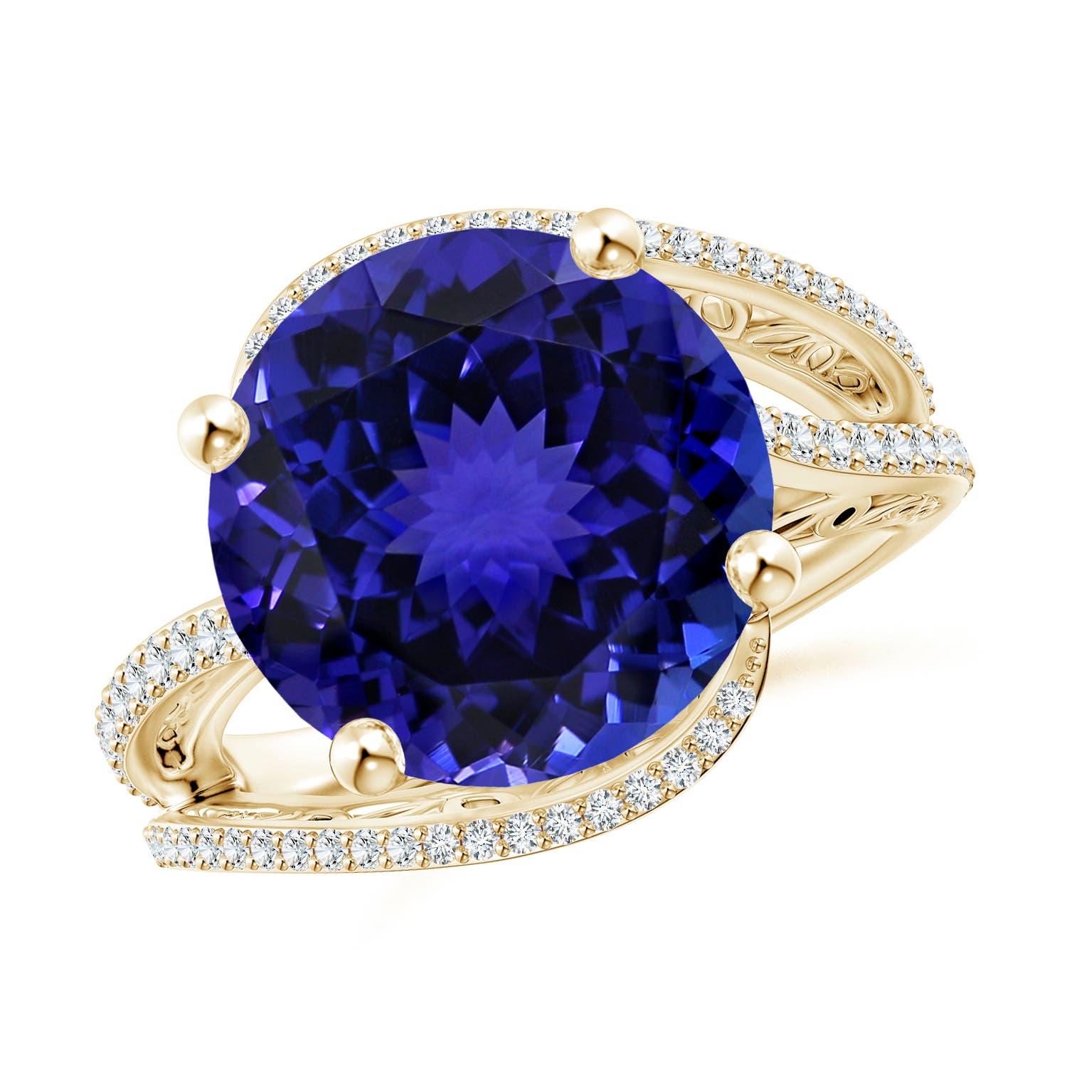 Angara Anillo de compromiso de tanzanita natural certificada por el GIA de 10,02 ct en oro macizo de 14 quilates en venta 3