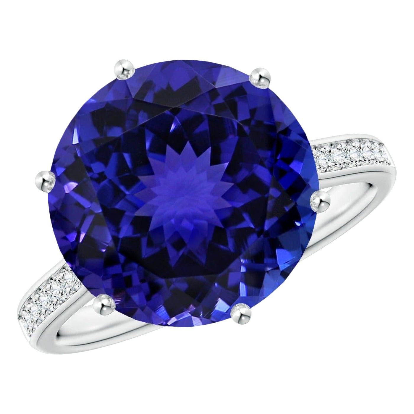 Angara Anillo de compromiso de tanzanita natural certificada por el GIA de 10,02 ct en oro macizo de 14 quilates