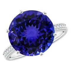 Angara Anillo de compromiso de tanzanita natural certificada por el GIA de 10,02 ct en oro macizo de 14 quilates