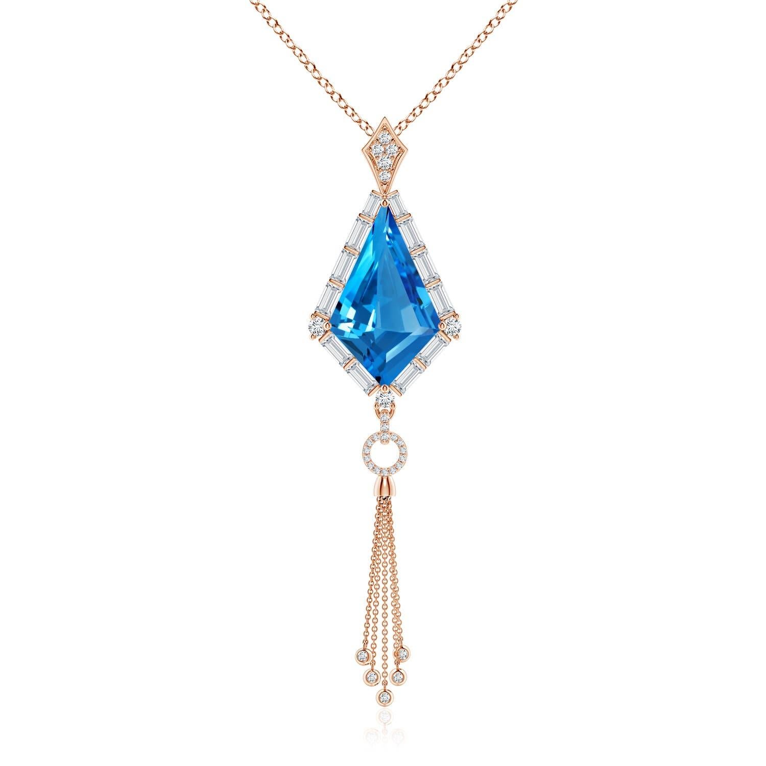 Angara Pendentif en or massif 14K avec topaze bleue suisse certifiée GIA de 10,21 ct Naturel en vente 4
