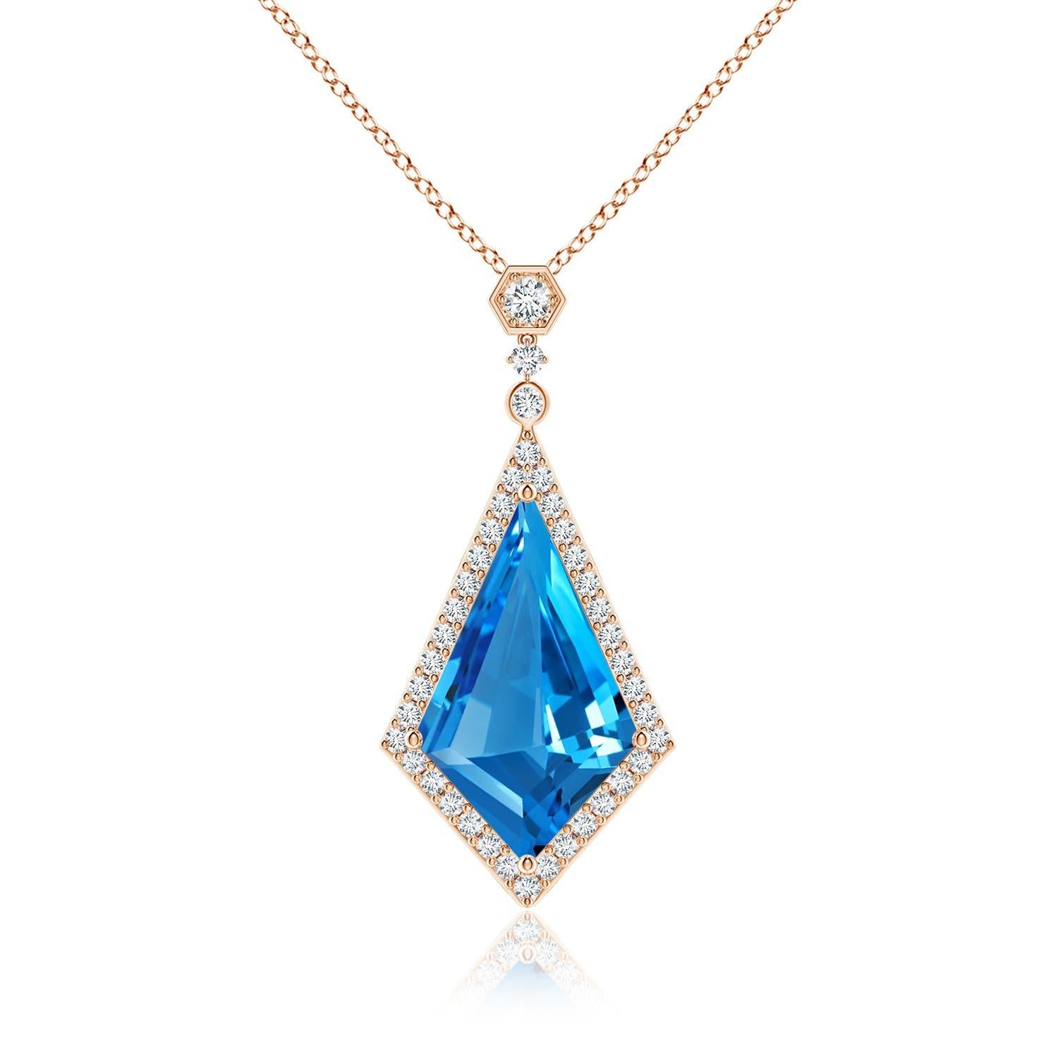 Angara Pendentif en or massif 14K avec topaze bleue suisse certifiée GIA de 10,21 ct Naturel en vente 4