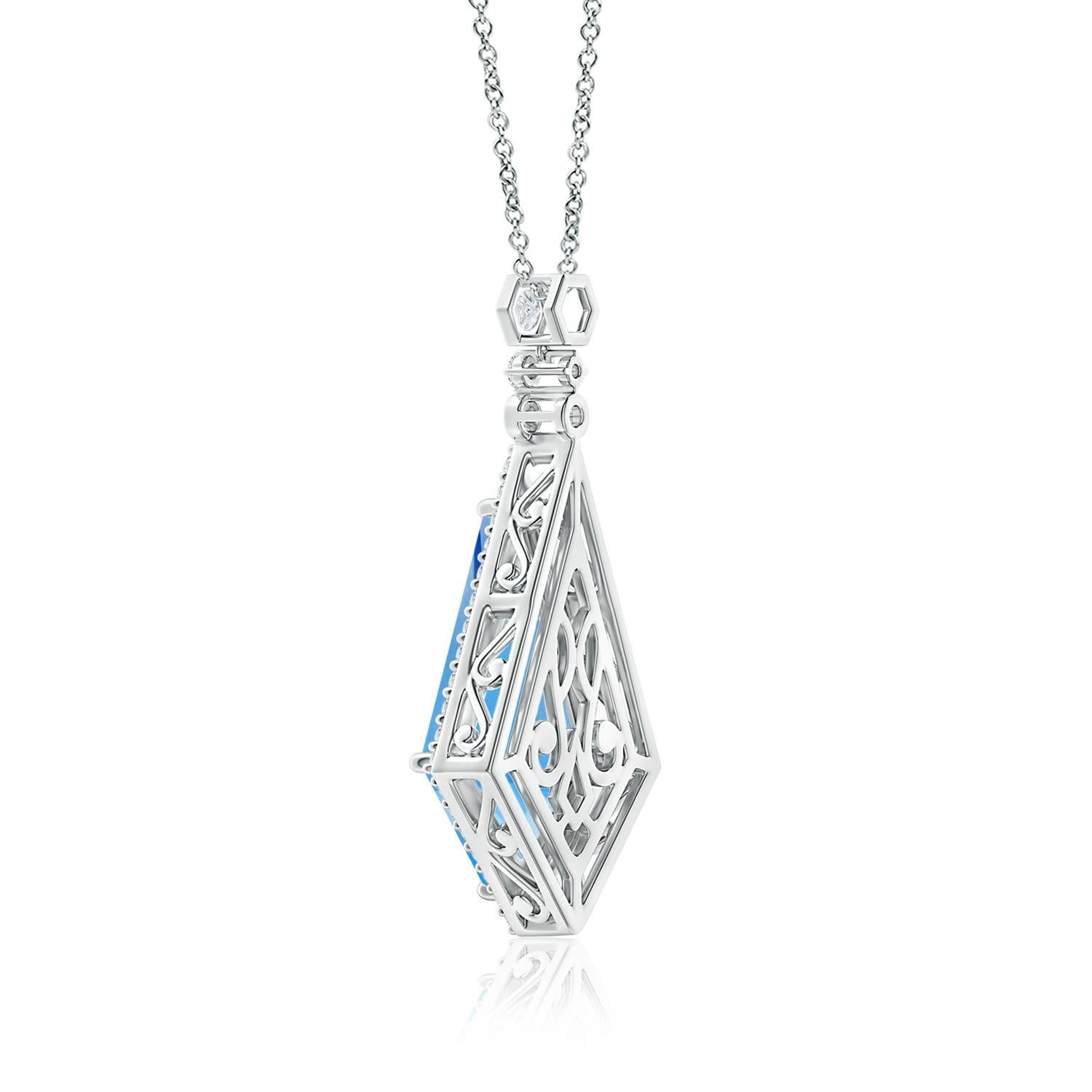 Taille losange Angara Pendentif en or massif 14K avec topaze bleue suisse certifiée GIA de 10,21 ct Naturel en vente