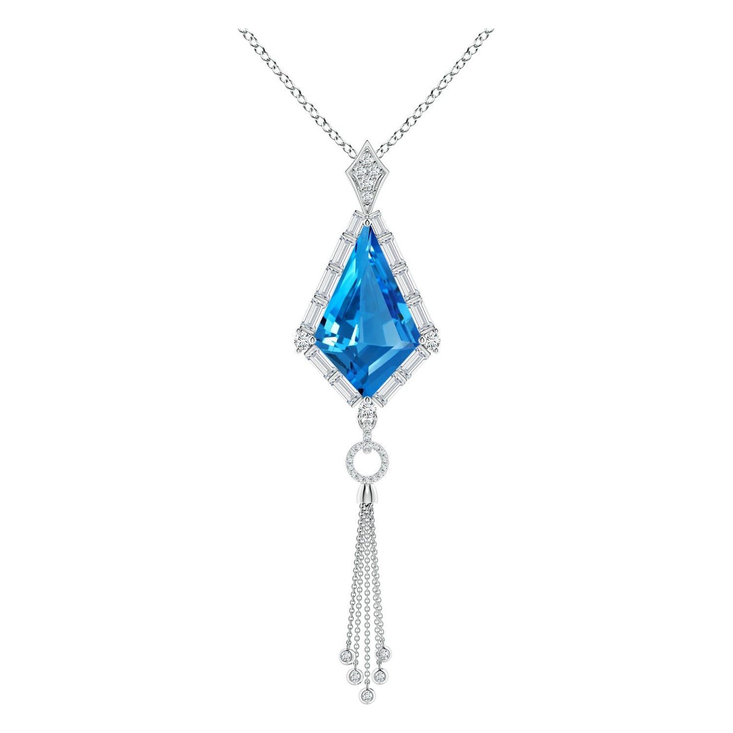 Angara Pendentif en or massif 14K avec topaze bleue suisse certifiée GIA de 10,21 ct Naturel