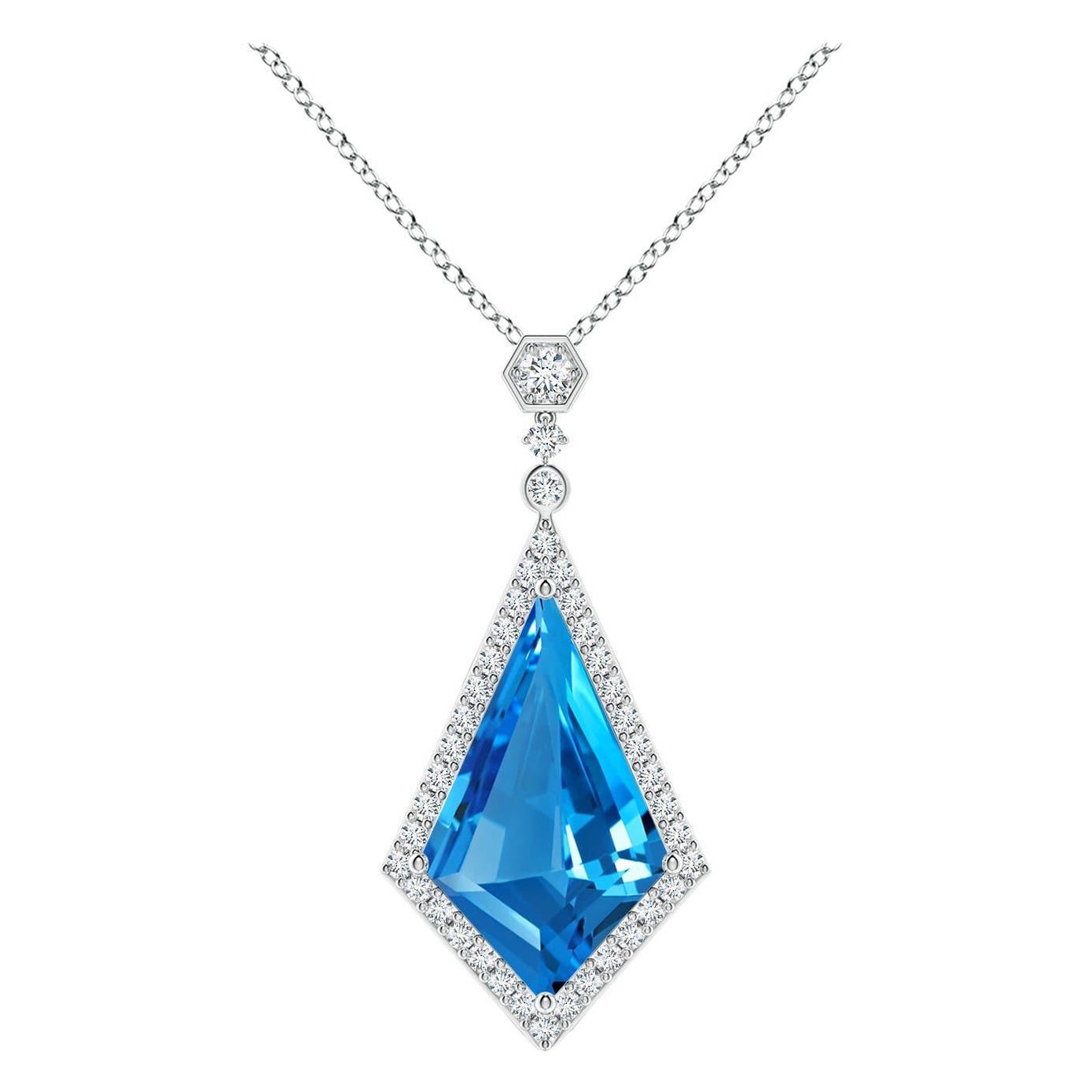 Angara Pendentif en or massif 14K avec topaze bleue suisse certifiée GIA de 10,21 ct Naturel en vente