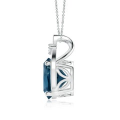 Angara Natural GIA Certified 11.22ct London Blue Topaz Pendant in 14K Solid Gold