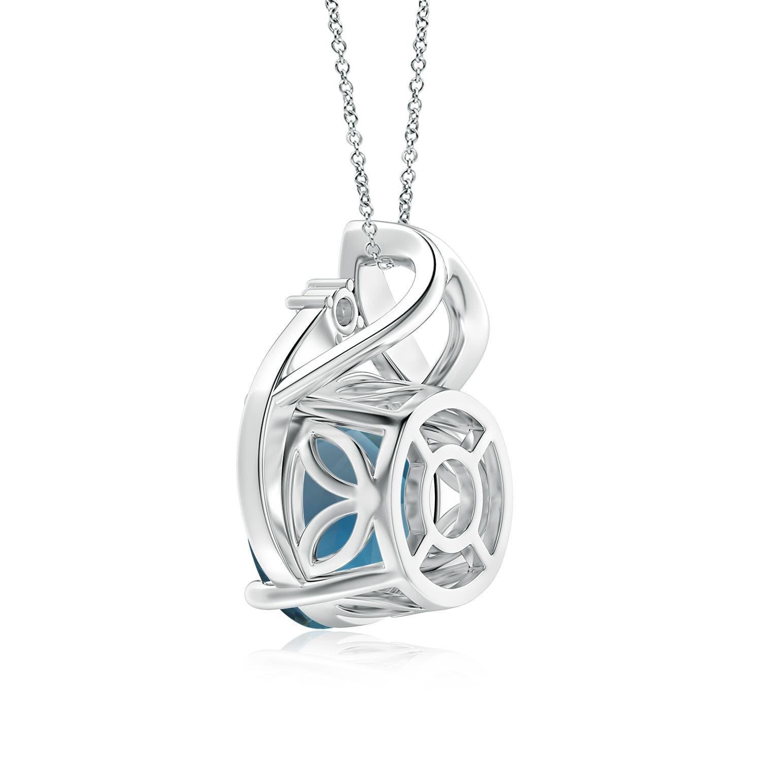 Taille ronde Pendentif en or massif 14K avec topaze bleue de Londres de 11,22ct, certifié GIA, de couleur naturelle Angara en vente