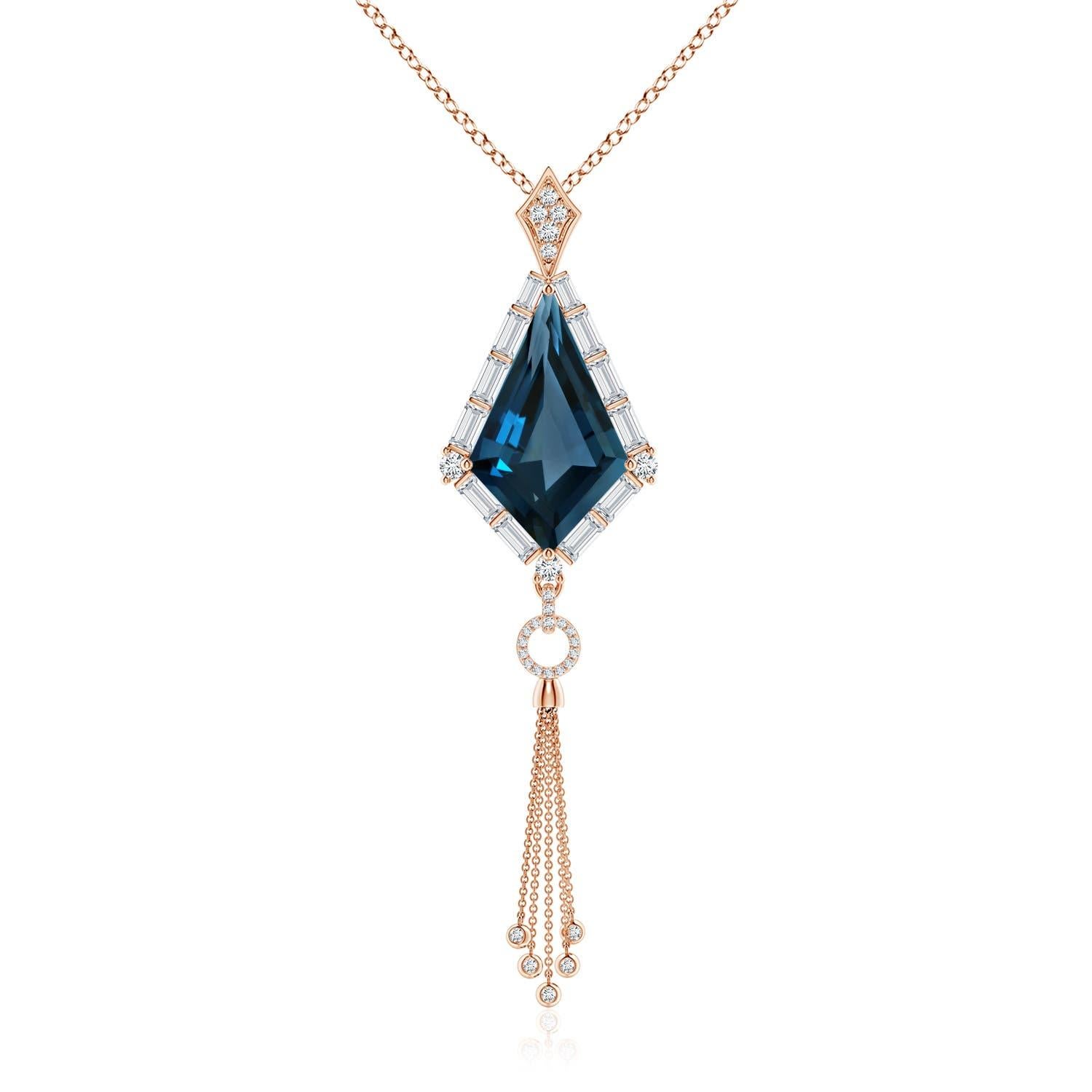 Pendentif en or massif 14K avec topaze bleue de Londres de 12,33ct certifiée GIA et de couleur naturelle Angara en vente 4