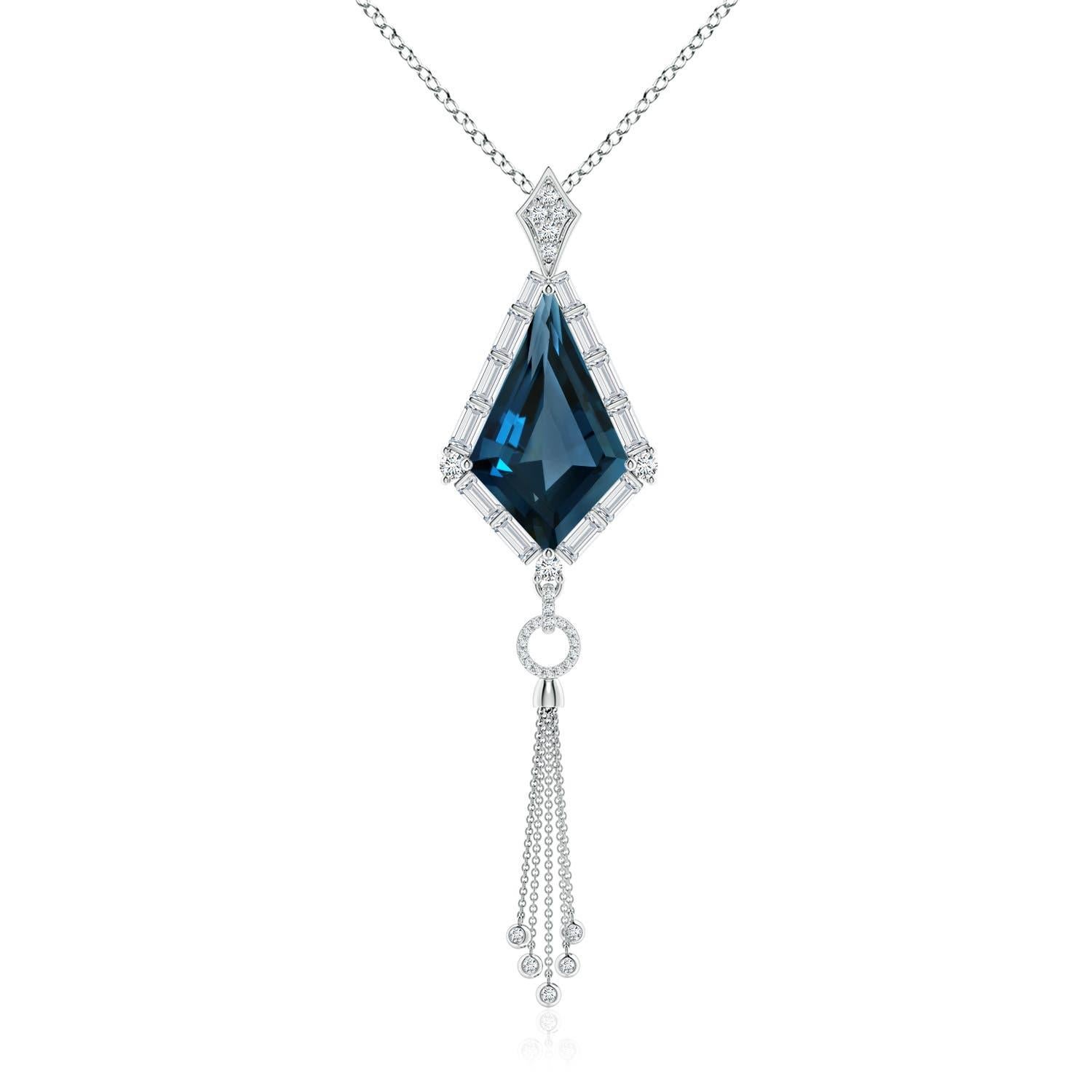 Pendentif en or massif 14K avec topaze bleue de Londres de 12,33ct certifiée GIA et de couleur naturelle Angara