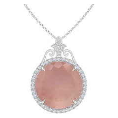 Ciondolo con quarzo rosa e diamante di Angara Nature certificato GIA da 12,38 carati in oro 14 carati