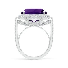 Angara Natural GIA Certified 12.46 ct Amethyst Halo Cocktail Ring in 14K Gold