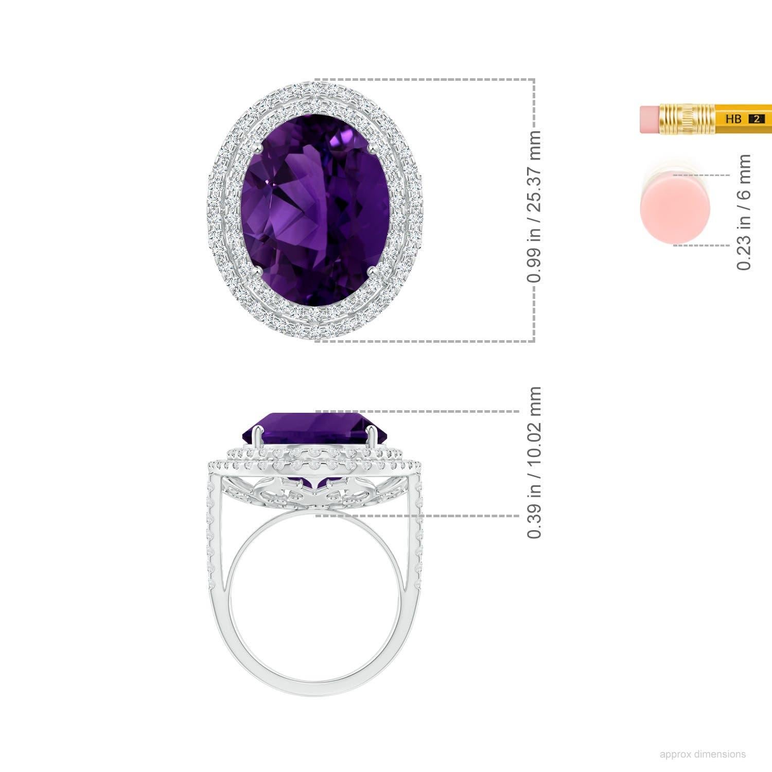 Angara Bague cocktail en or 14K avec halo d'améthyste certifié GIA de 12,46 ct Naturel Neuf - En vente à Los Angeles, CA