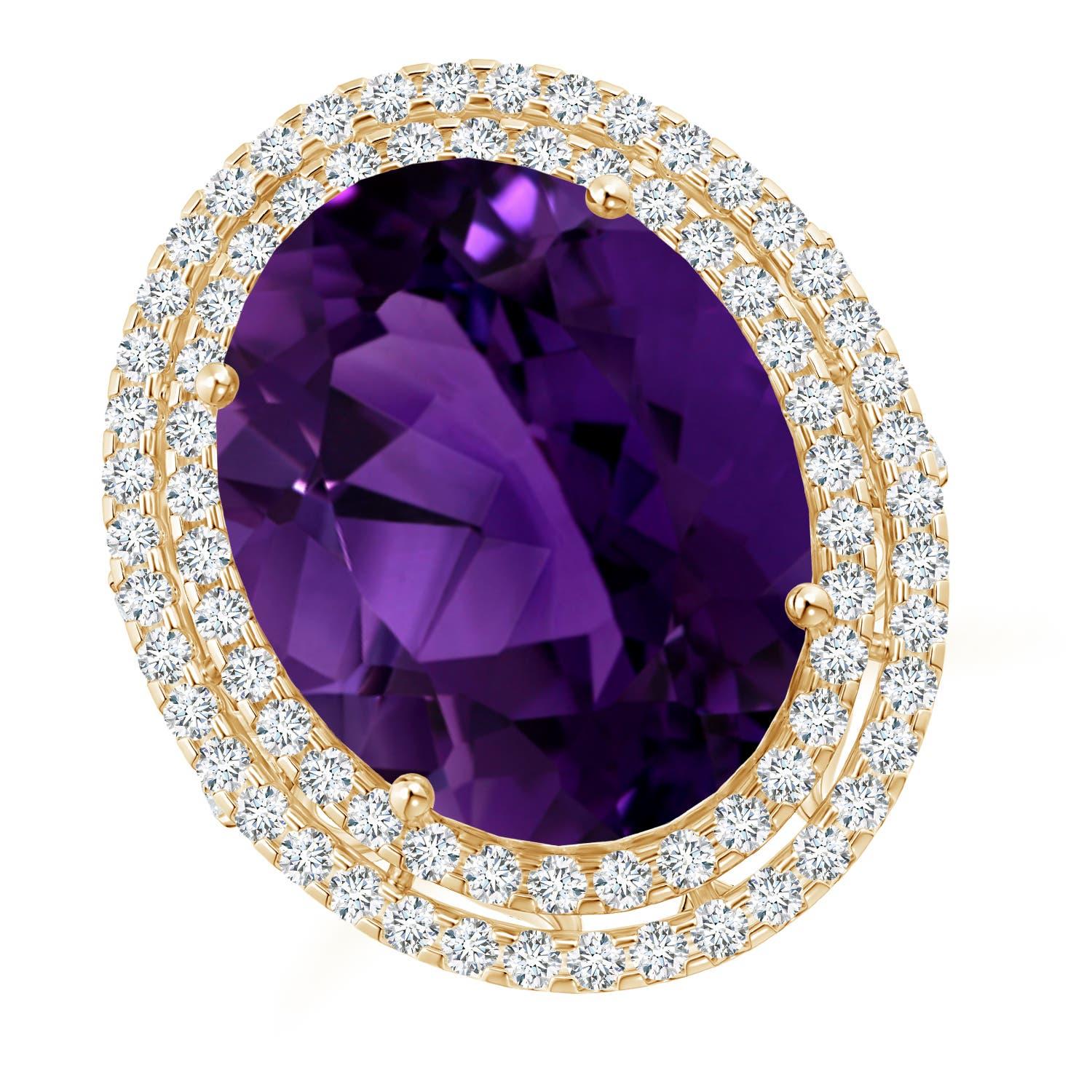 Angara Bague cocktail en or 14K avec halo d'améthyste certifié GIA de 12,46 ct Naturel en vente 2